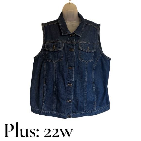 Woman Within Tops - CASUAL DENIM SLEEVELESS TOP and/or VEST PLUS: 22      #D
